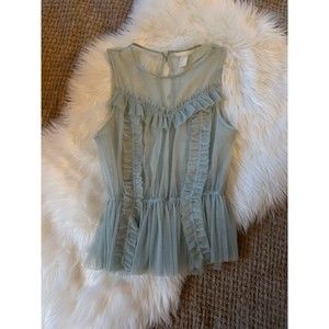 H&M sheer mint peplum tank size 8